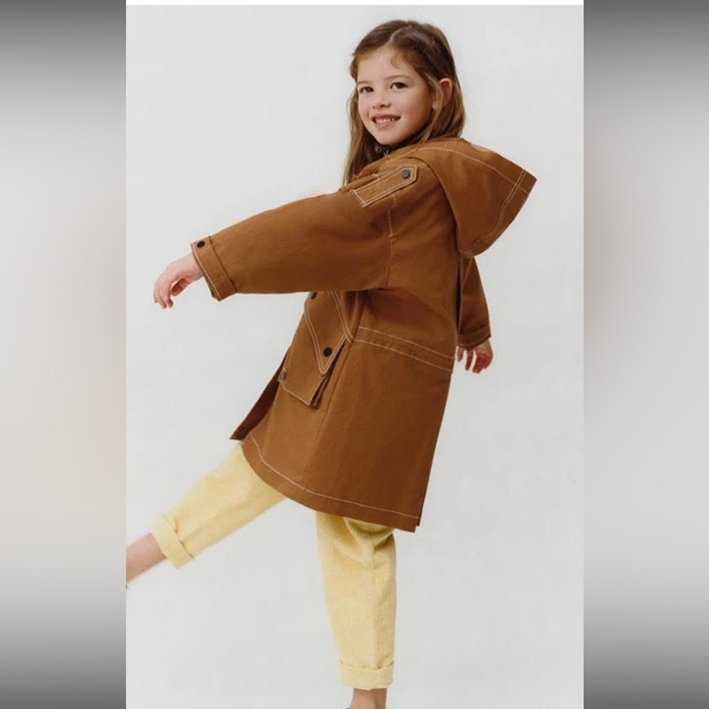 Zara Kids Tan Hooded Khaki Parka Size 9 134CM NWOT